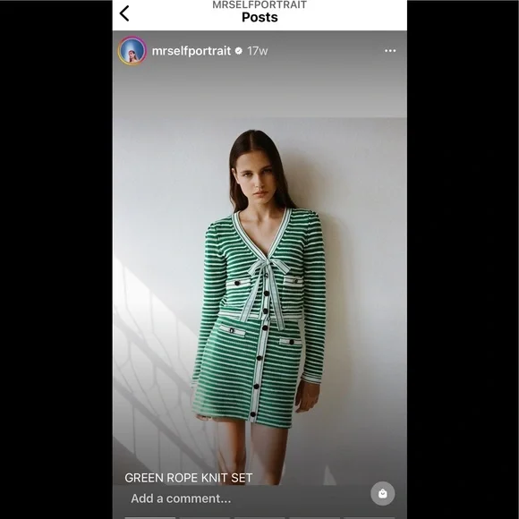 Self Portrait Green Rope Knit Full Set - Picture 1 of 8